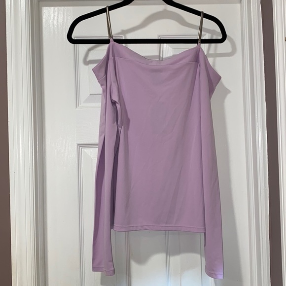 INC Purple Long Sleeve Off the Shoulder Top - LARGE - NWT - Picture 2 of 4
